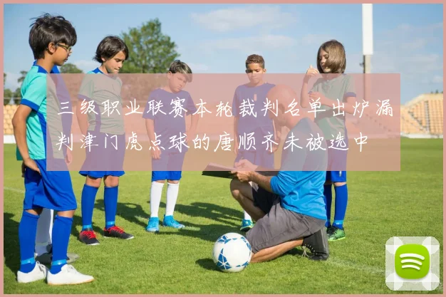 三级职业联赛本轮裁判名单出炉漏判津门虎点球的唐顺齐未被选中